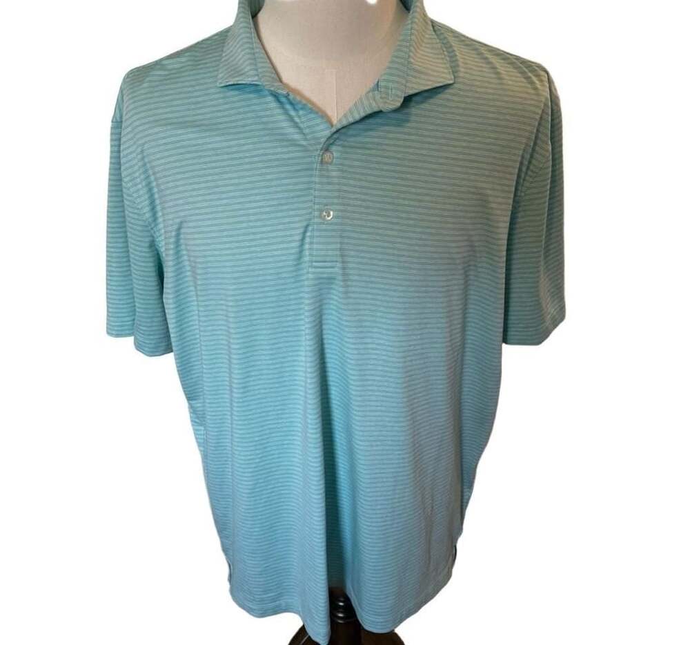 Johnnie-O Performance Polo Xlarge Blue Striped Golf Shirt